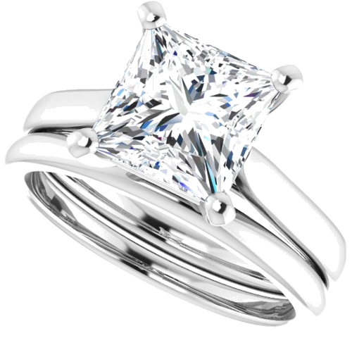 14K White 7.5 mm Square Engagement Ring Mounting (10)