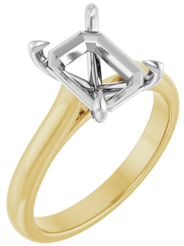 Sužadėtuvių Žiedas „Claw-Prong“ 14k yellow/white gold Emerald 9mm x 7mm (1)