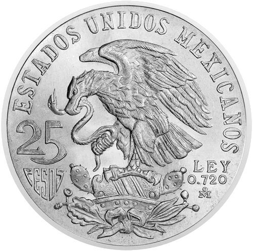 1968 Олимпийски игри Мексико 25 песос сребърна монета (1)