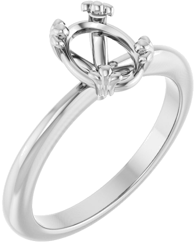Sužadėtuvių Žiedas „Solitaire“ 14k white gold Oval 8mm x 6mm (1)