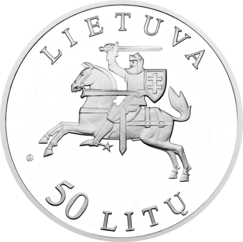 2000 Nepriklausomybės atkūrimo 10-metis Lietuva 50 litų sidabrinė moneta (2)