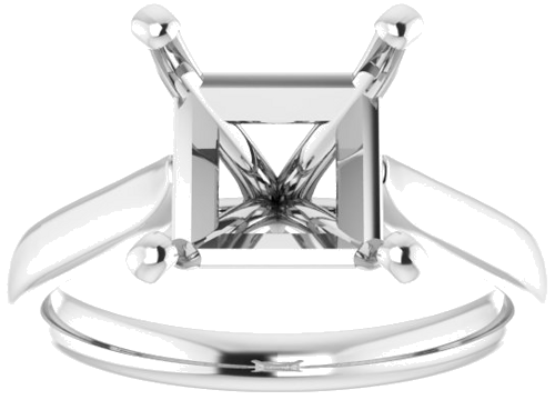 14K White 8 mm Square Engagement Ring Mounting (3)