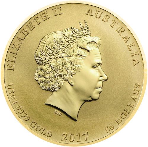 1/2 oz Год Петуха 2017 Австралия (Lunar II) золотая монета (2)
