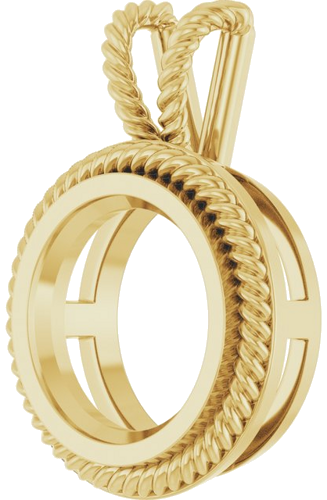 Pakabukas „Rope Bezel-Set Solitaire“ 14k yellow gold Round 12mm (2)