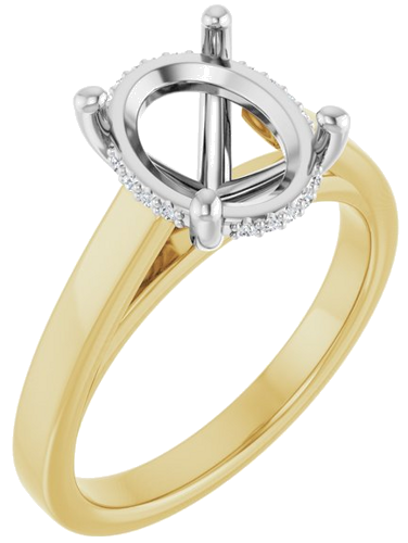 Sužadėtuvių Žiedas „Hidden Halo-Style“ 14k yellow/white gold Oval 10mm x 8mm (1)