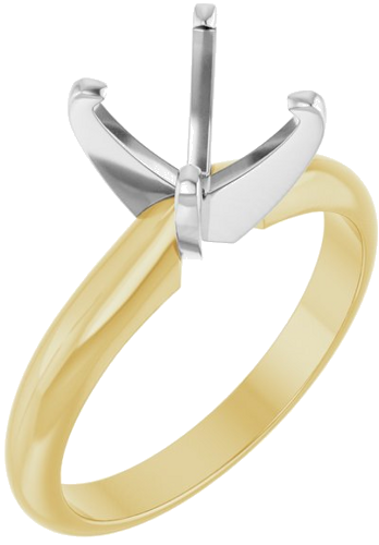 14K Yellow White 6x6 mm Square 4-Prong Light Solitaire Engagement Ring Mounting (1)