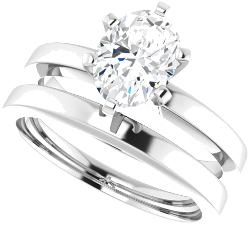 14K White 8x6 mm Oval Solitaire Engagement Ring Mounting (10)