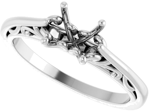 14K White 6.5 mm Round Engagement Ring Mounting (9)