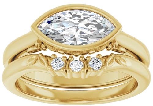 Sužadėtuvių Žiedas „Bezel-Set“ 585 Geltonojo Aukso Marquise 10mm x 5mm (8)