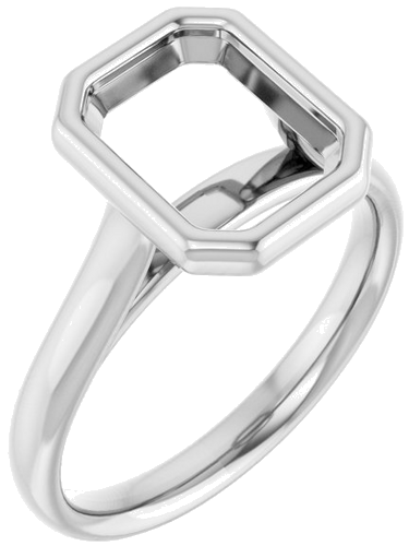 Sužadėtuvių Žiedas „Bezel-Set Solitaire“ 585 Baltojo Aukso Emerald 9mm x 7mm (1)