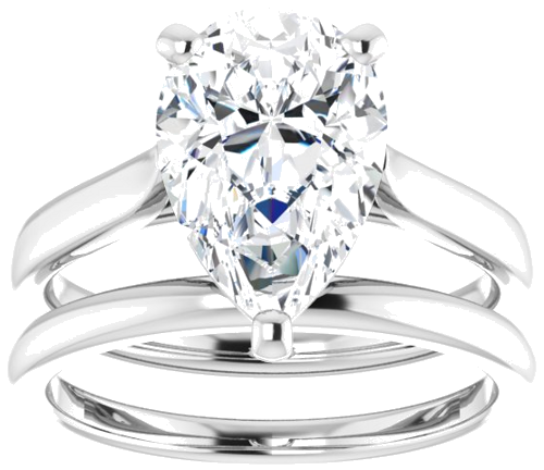 14K White 12x8 mm Pear Engagement Ring Mounting (8)