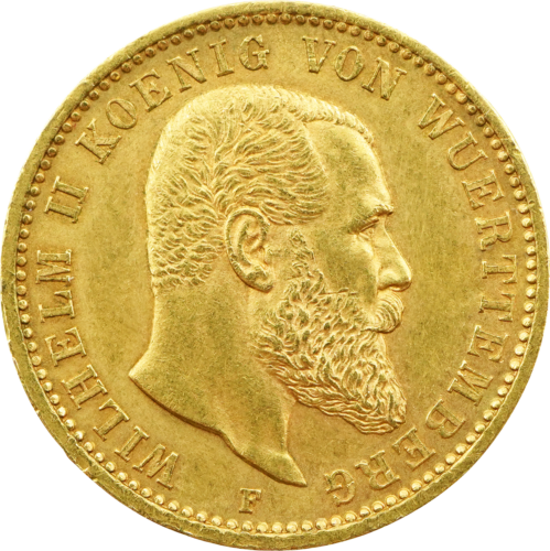 20 Markių Wilhelmas II (1894-1914) Auksinė moneta Viurtembergas Vokietijos imperija (1)