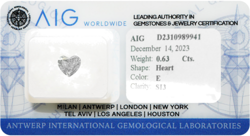 0.63 carat E-SI3 Heart shape Natūralus Deimantas (1)