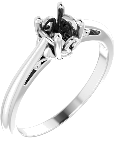 14K White 5.2 mm Round Solitaire Engagement Ring Mounting (1)