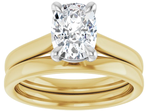 Sužadėtuvių Žiedas „Claw-Prong Solitaire“ 14k yellow/white gold Elongated Cushion 8mm x 6mm (8)