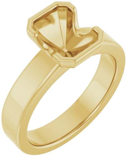 Sužadėtuvių Žiedas „Half-Bezel Solitaire“ 14k yellow gold Emerald 8mm x 6mm (1)