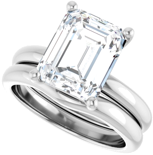 Sužadėtuvių Žiedas 14k white gold Emerald 10mm x 8mm (10)
