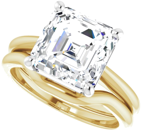 Sužadėtuvių Žiedas „Solitaire“ 14k yellow/white gold Asscher 9mm (10)