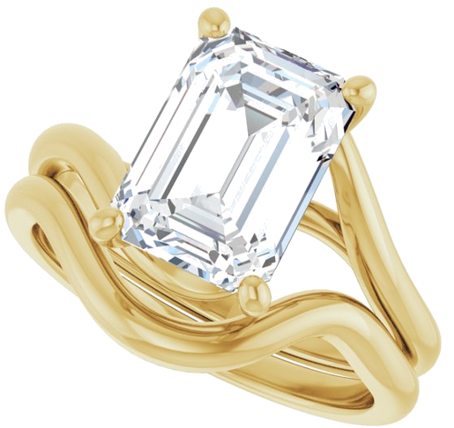 Sužadėtuvių Žiedas „Bypass“ 10k yellow gold Emerald 10mm x 7mm (10)