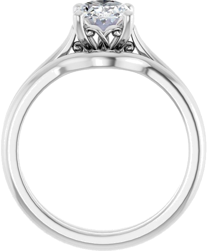 Sužadėtuvių Žiedas „Solitaire“ 585 Baltojo Aukso Oval 8mm x 6mm (7)