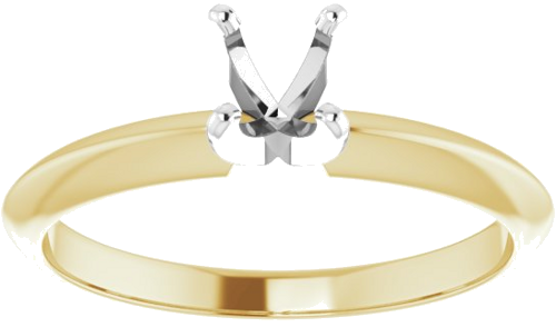 14K Yellow White 4.2-4.9 mm Round 4-Prong Light Solitaire Ring Mounting (3)