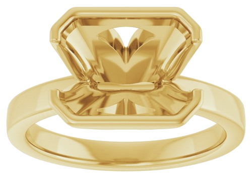Sužadėtuvių Žiedas „Half-Bezel Solitaire“ 14k yellow gold Emerald 10mm x 8mm (3)