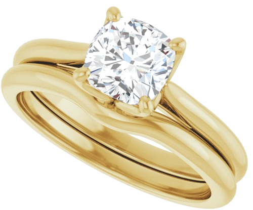 14K Yellow  6 mm Cushion Solitaire Engagement Ring Mounting (10)