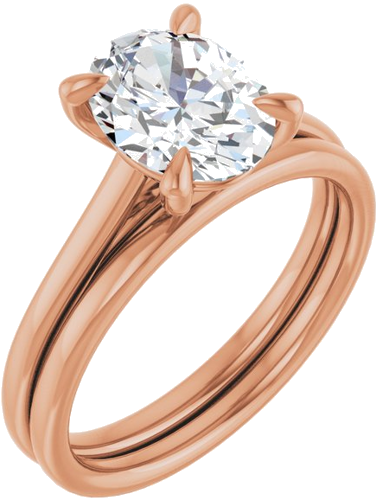 Sužadėtuvių Žiedas „Solitaire“ 585 Rožinis Aukso Oval 9mm x 7mm (6)