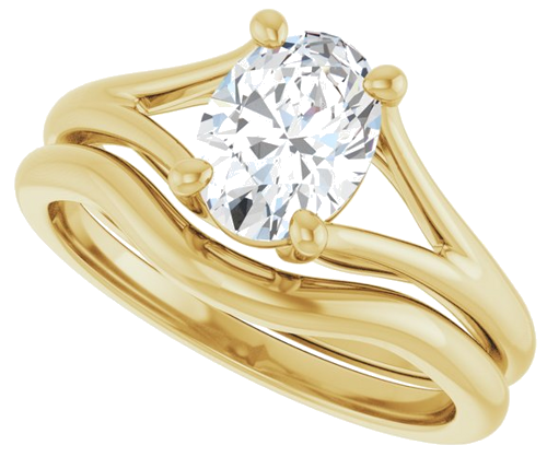 Sužadėtuvių Žiedas „Solitaire Split-Shank“ 14k yellow gold Oval 8mm x 6mm (10)
