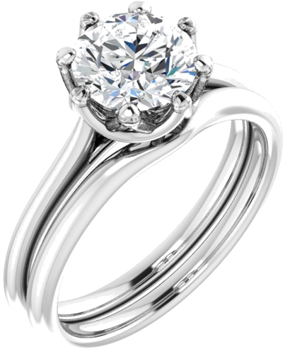 14K White 7.4 mm Round Solitaire Engagement Ring Mounting (6)