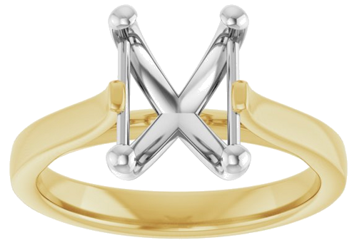 14K Yellow   White 9x7 mm Emerald Engagement Ring Mounting (3)