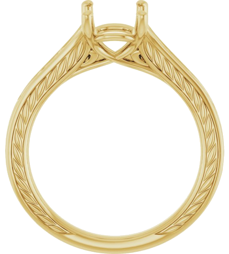 Sužadėtuvių Žiedas „Solitaire Scroll“ 14k yellow gold Emerald 8mm x 6mm (2)