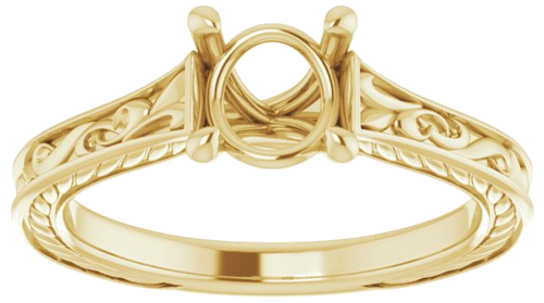 Sužadėtuvių Žiedas „Solitaire Scroll“ 14k yellow gold Round 6.5mm (3)