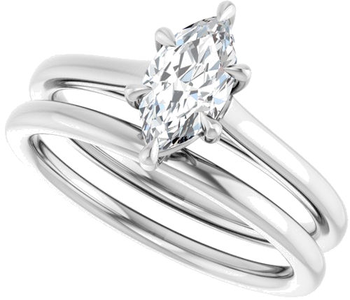 Sužadėtuvių Žiedas „Claw-Pong“ 14k white gold Marquise 8.5mm x 4.5mm (10)