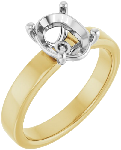 Sužadėtuvių Žiedas „Solitaire“ 14k yellow/white gold Oval 9mm x 7mm (1)