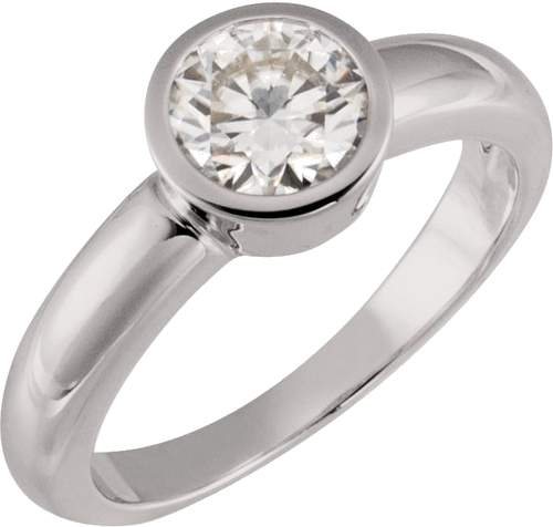 Sužadėtuvių Žiedas „Bezel-Set Solitaire“ 14k white gold Round 4.4mm (3)