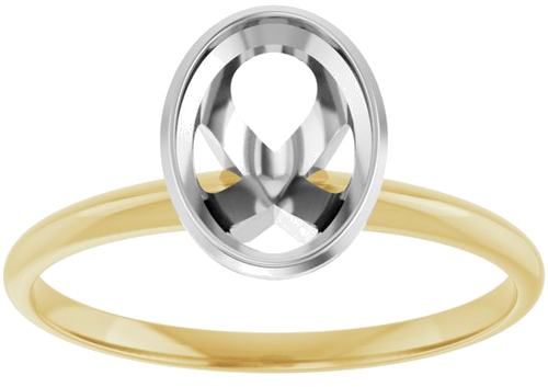 14K Yellow White 8x6 mm Oval Solitaire Engagement Ring (3)