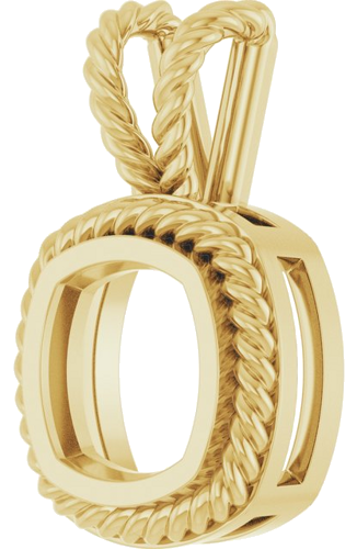 Pakabukas „Rope Bezel-Set Solitaire“ 14k yellow gold Cushion 7mm (2)