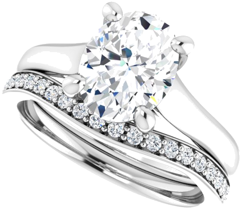 Sužadėtuvių Žiedas „Solitaire“ 585 Baltojo Aukso Oval 9mm x 7mm (10)