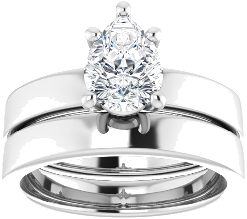 Sužadėtuvių Žiedas „Solitaire“ 14k white gold Pear 8mm x 6mm (8)