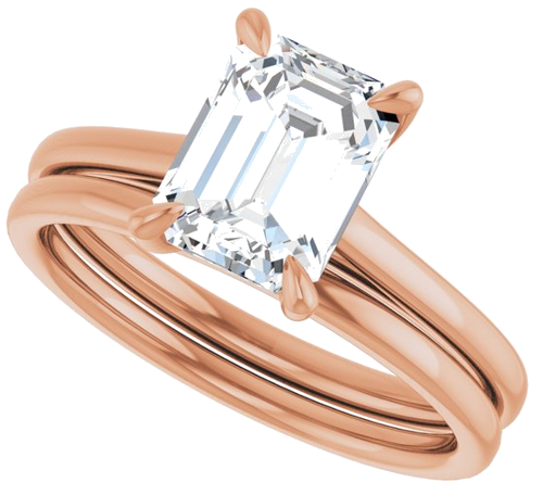 14K Rose  8x6 mm Emerald Solitaire Engagement Ring Mounting (10)