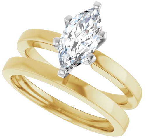 Sužadėtuvių Žiedas „Solitaire“ 14k yellow/white gold Marquise 10mm x 5mm (10)