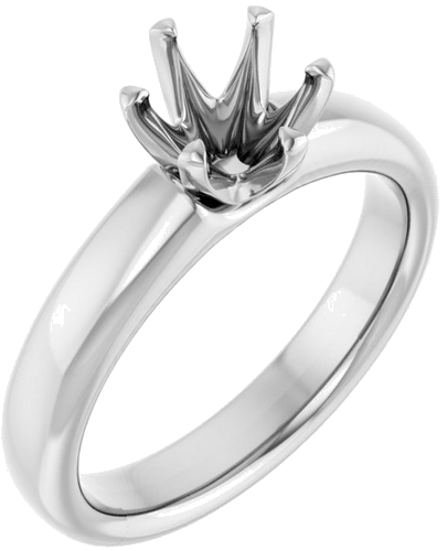 14K White 6.5 mm Round Engagement Ring Mounting (1)