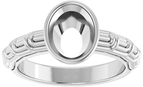 14K White 9 x 7 mm Oval Solitaire Engagement Ring Mounting (3)