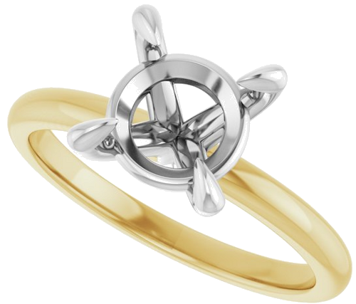 14K Yellow White 8.2 mm Round Engagement Ring Mounting (5)
