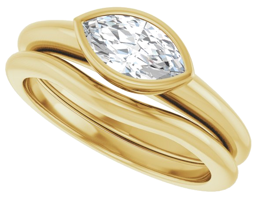 Sužadėtuvių Žiedas „Bezel-Set Solitaire“ 10k yellow gold Marquise 8.5mm x 4.5mm (10)
