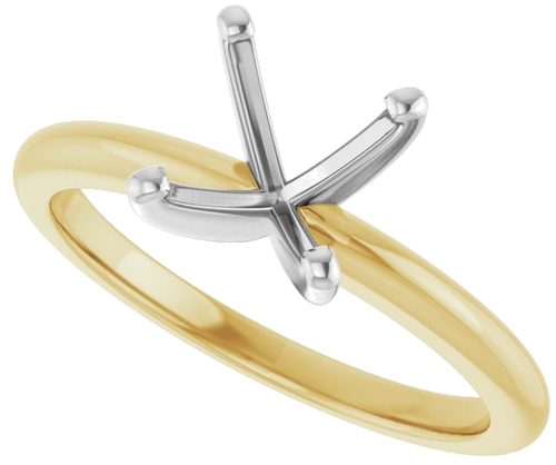 14K Yellow   White  7x7 mm Cushion Solitaire Engagement Ring Mounting (5)