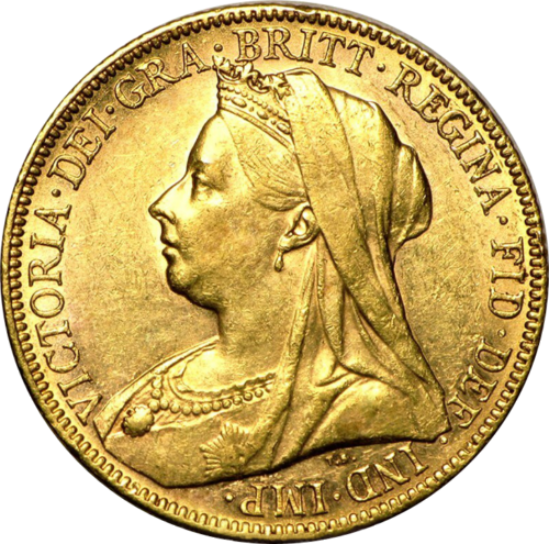Soverenas Victoria su šydu Didžioji Britanija auksinė moneta (1)