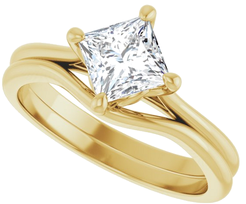 Sužadėtuvių Žiedas „Solitaire“ 14k yellow gold Square 5.5mm (10)