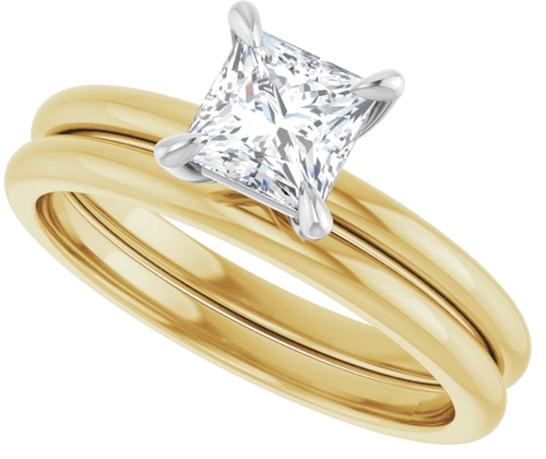 14K Yellow White 5 x 5 mm Square Engagement Ring Mounting (10)